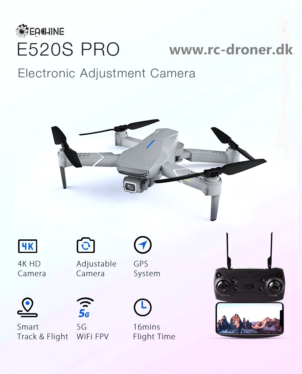drone og gps. Eachine E520S PRO GPS-drone. RC-Droner